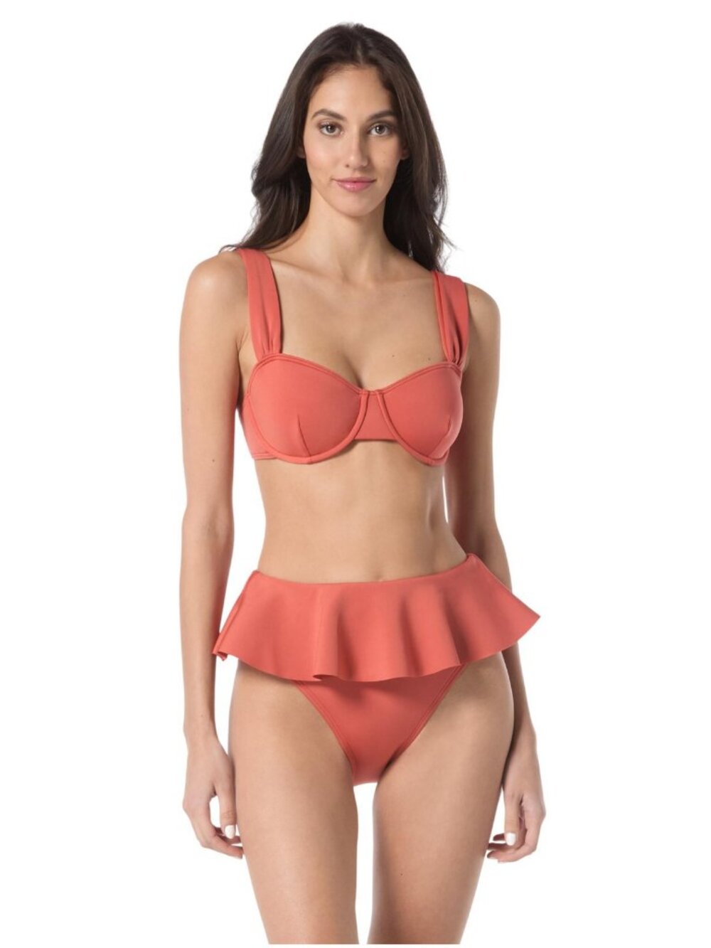 NWT Vince Camuto Womens Padded Underwire Bikini Top V1T976 Cinnabar Orange M